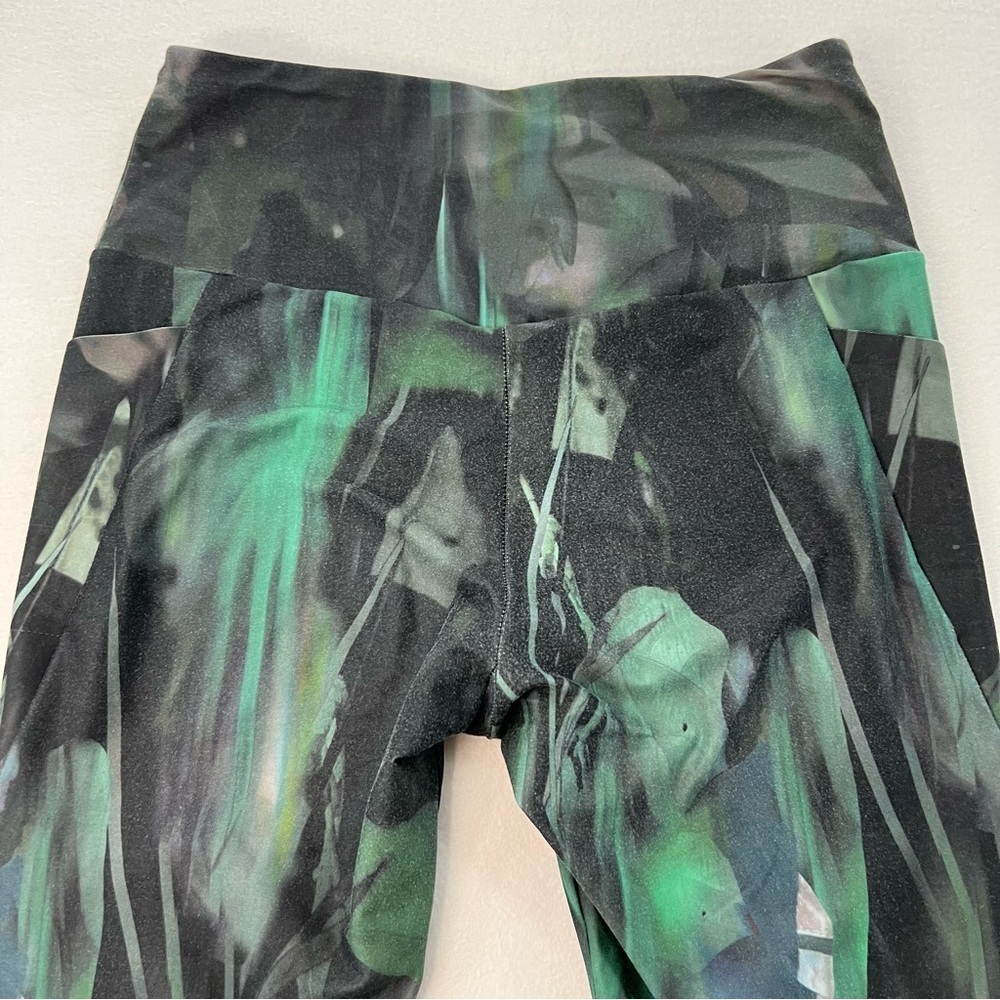 MPG Green Abstract Print Athletic Leggings Women's Size L - Picture 3 of 5